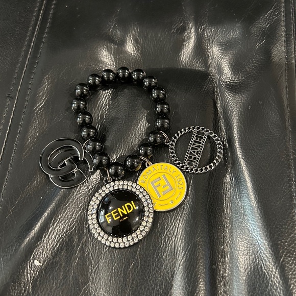 Hand Made Black Beaded Bracelet with Charms - Picture 3 of 5